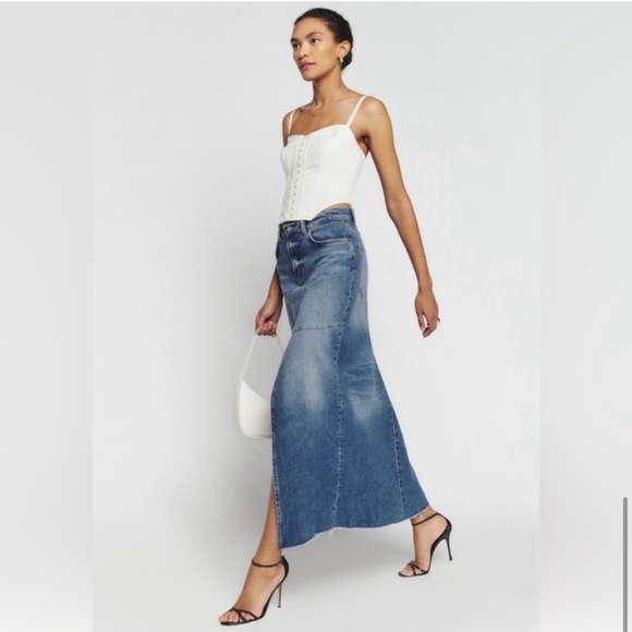 Reformation Tazz denim maxi skirt in hemlock, size 25, excellent condition. - Picture 7 of 8